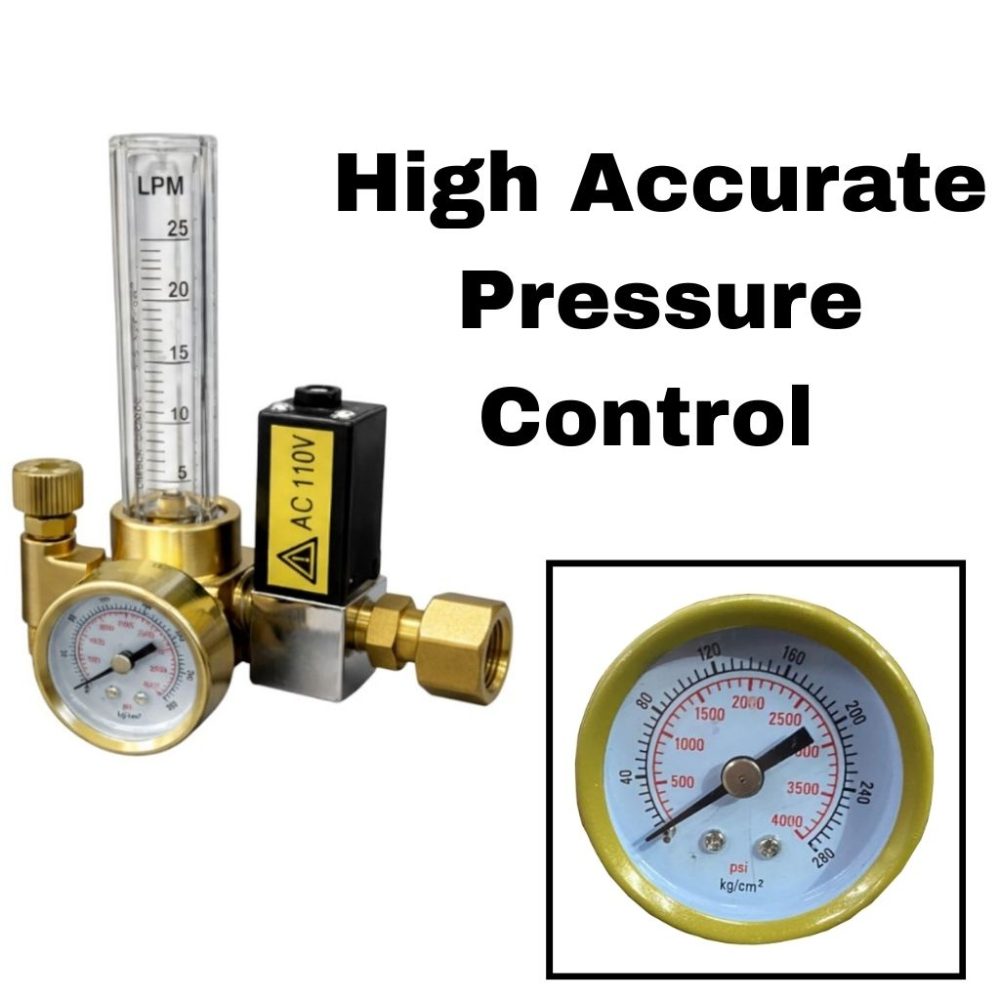 MIG Regulator with Flowmeter 110v brass
