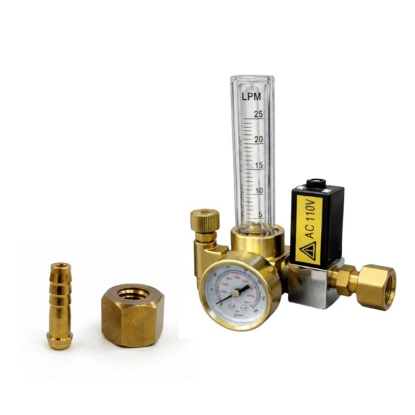 MIG Regulator with Flowmeter 110v brass