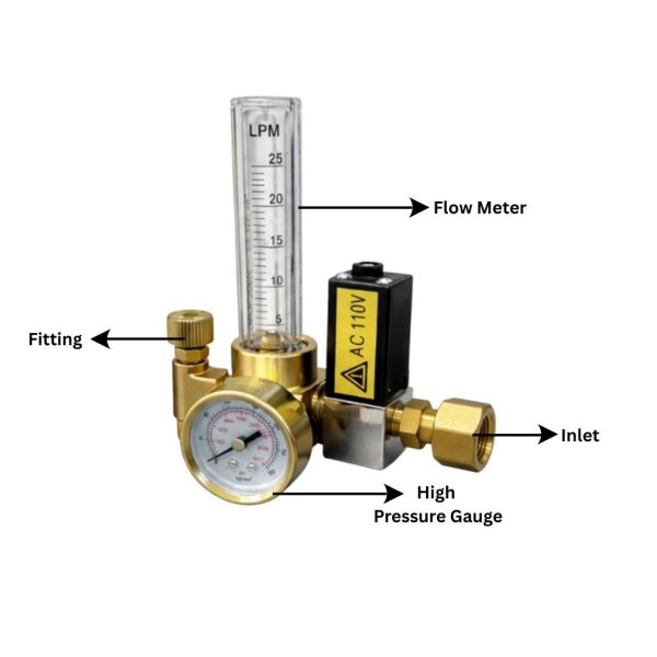 MIG Regulator with Flowmeter 110v brass