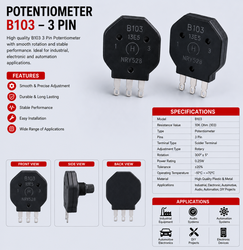 Potentiometer B103 3 Pin by Ng Weld